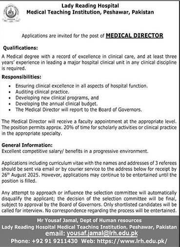 Jobs in Lady Reading Hospital Peshawar
